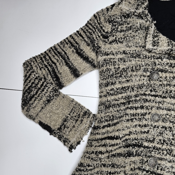 Free People Zebra Yarn Double Breasted Knit Cardigan Wool Blend Medium - Picture 8 of 16